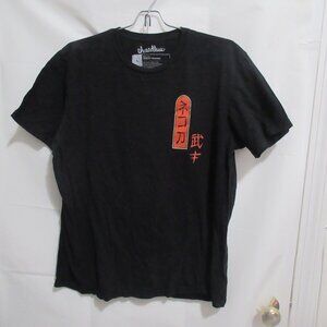 Threadless Vincent Trinidad Mens Large tShirt Black Cat Knife manga Samurai tee